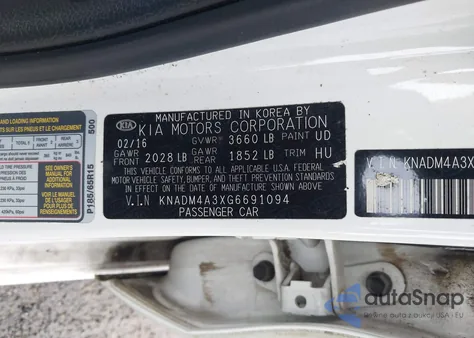 2016 Kia Rio Lx z USA, uszkodzony, nr VIN KNADM4A3XG6691094